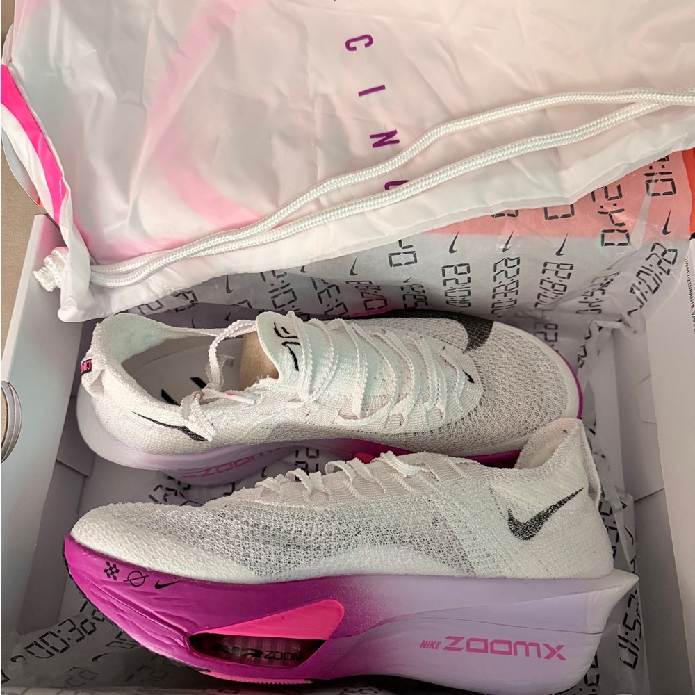 Nike Women's White and Pink Air Zoom AlphaFly Next 3